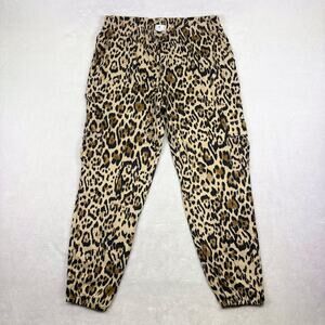 Socialite Leopard Print Cargo Joggers High Rise Elastic Waist Pants Size L